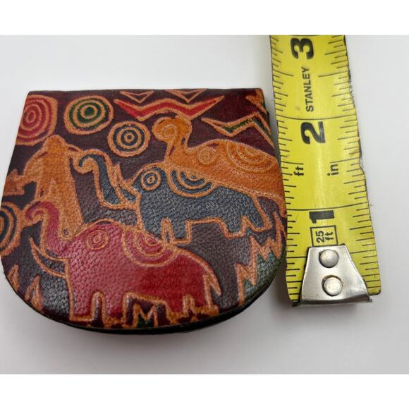 Hand Tooled Embossed Genuine Leather Made in India Coin Purse 
Snap Closure - Picture 6 of 7